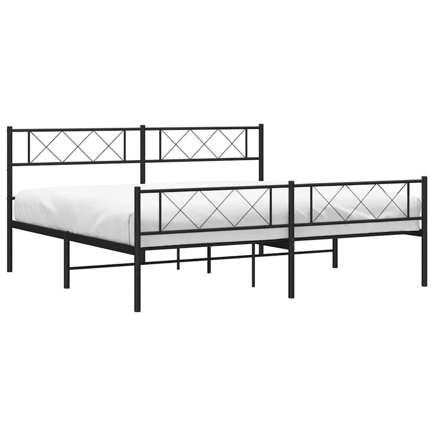 vidaXL Bettgestell mit Kopfteil und Fußteil Metall Schwarz 193x203 cm 37230 günstig online kaufen