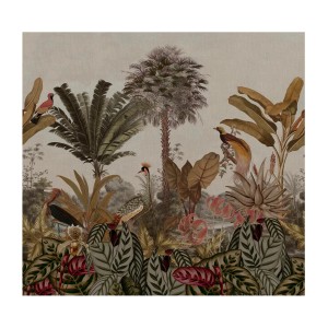 Art for the Home Fototapete Borneo mit Dschungelmotiv, Palmen und exotischen Vögeln.