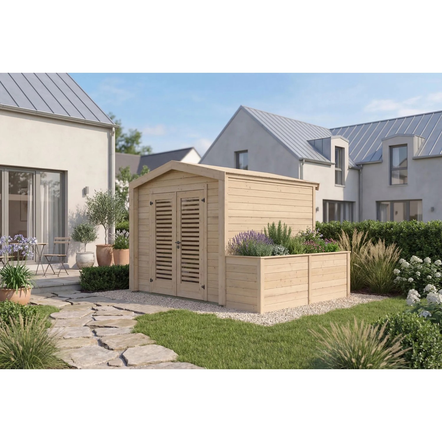 Weka Holz-Gartenhaus Killarney Satteldach Natur Unbehandelt 334 cm x 263 cm