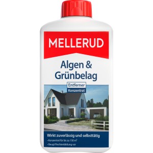 Mellerud Algen- und Grünbelag Entferner 1L Flasche. Reiniger für Stein, Holz, Glas, Beton und Keramik.