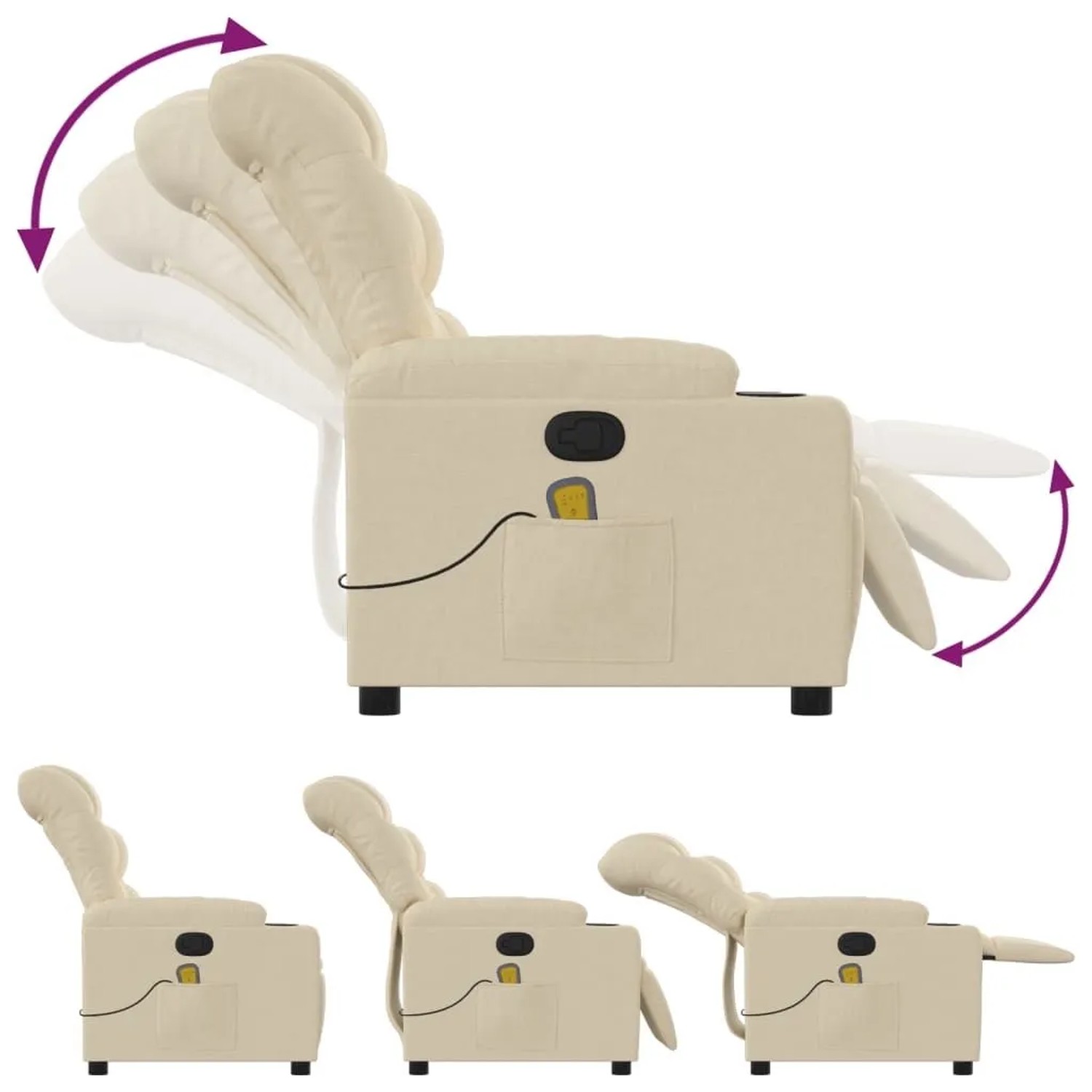 vidaXL Massagesessel Creme Stoff 374164_5