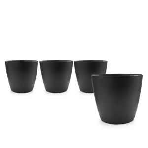 4er Set BigDean Übertöpfe, graphitfarben, 24 cm, für Innen- und Außenbereich