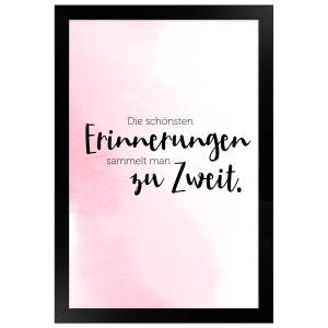 Gerahmtes Poster mit Spruch "Erinnerungen Zu Zweit" in Rosa, 20x30 cm. Romantische Wanddeko für Paare.
