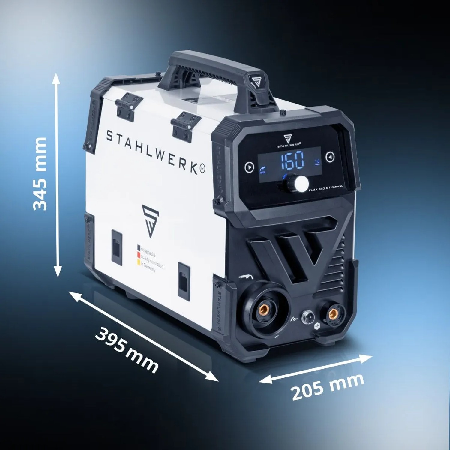 STAHLWERK FLUX 160 ST Digital Schweißgerät mit Vollausstattung und Digitalanzeige.