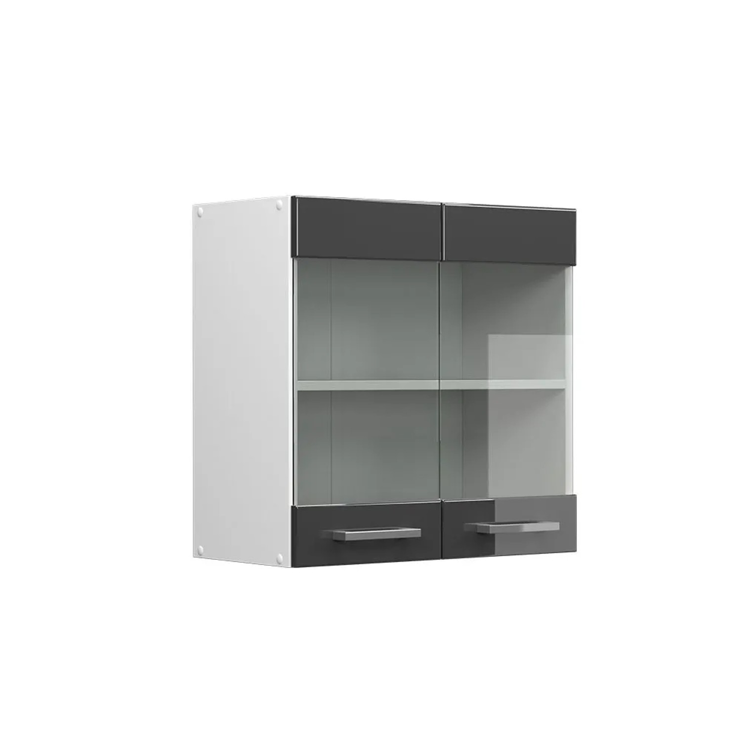 Vicco Küchenglasschrank R-Line Glashängeschrank Anthrazit Hochglanz Weiß 60 cm