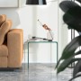 Moderner COSTWAY Beistelltisch aus Glas, U-Form, 45x45x41cm, ideal als Nachttisch oder Bürotisch.