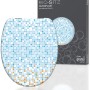 Eisl WC-Sitz Duroplast Mosaik blau-orange mit Absenkautomatik, Ansicht von vorne.
