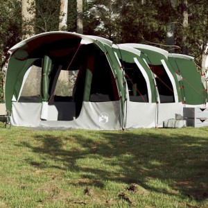 Grünes Tunnel-Familienzelt für 8 Personen von vidaXL, wasserdicht und geräumig für Campingausflüge.