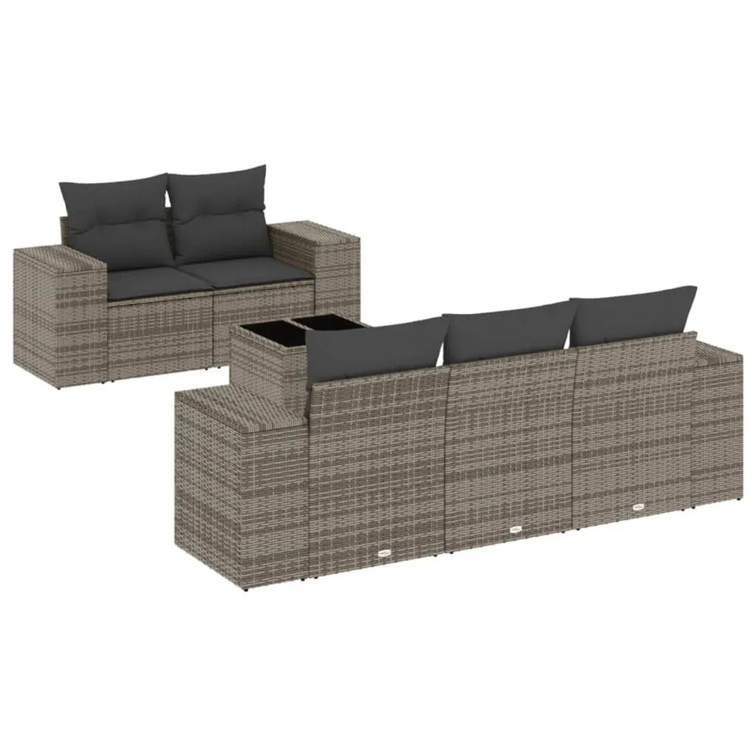 vidaXL 6-Tlg Garten-Sofagarnitur mit Kissen Grau Poly Rattan 3222299 günstig online kaufen