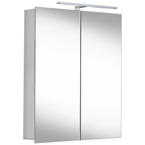 Megabad LED Spiegelschrank S60 Alu 100 mit zwei Spiegeltüren und LED-Beleuchtung.