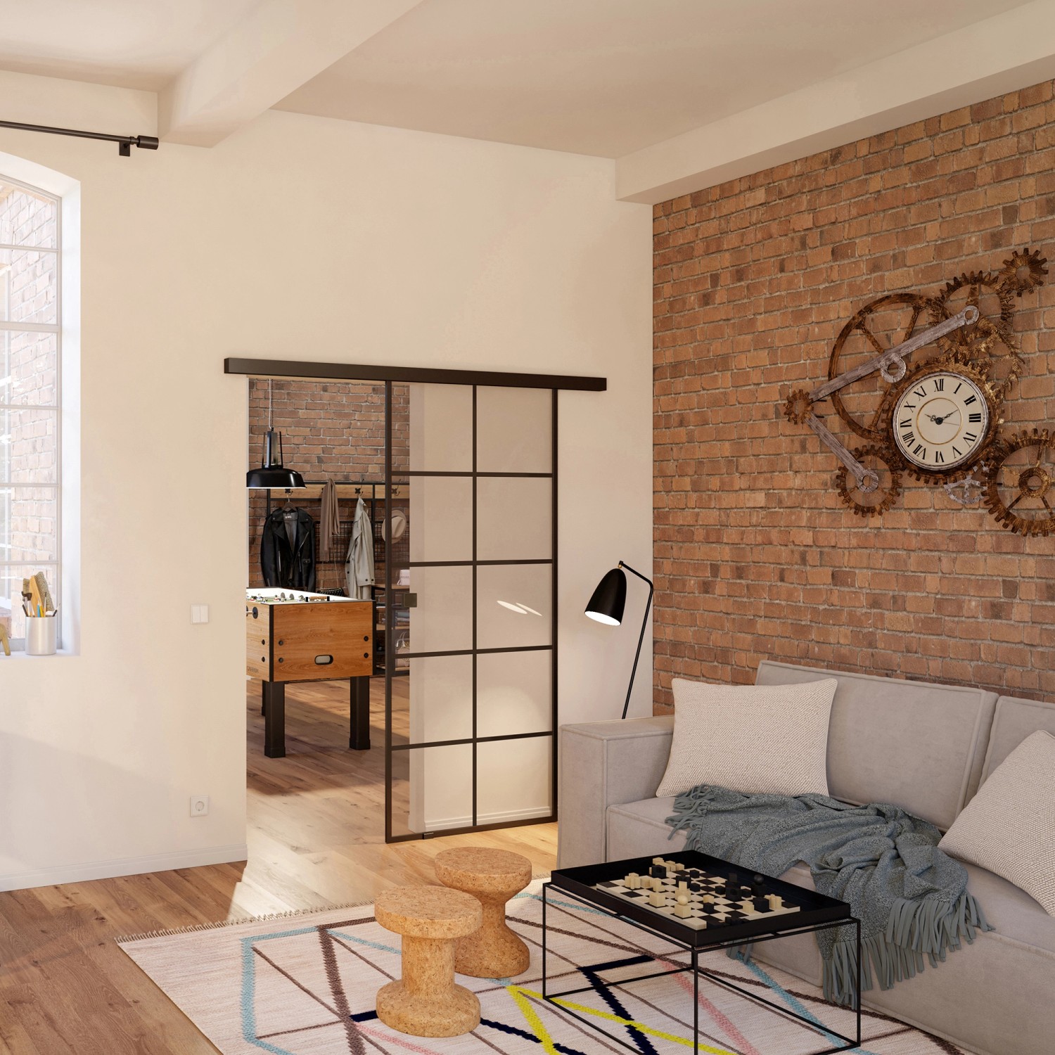 Skyscope Portal Schiebetür-Set Slimwork Typ 8 Klarglas 94 cm x 206 cm_4