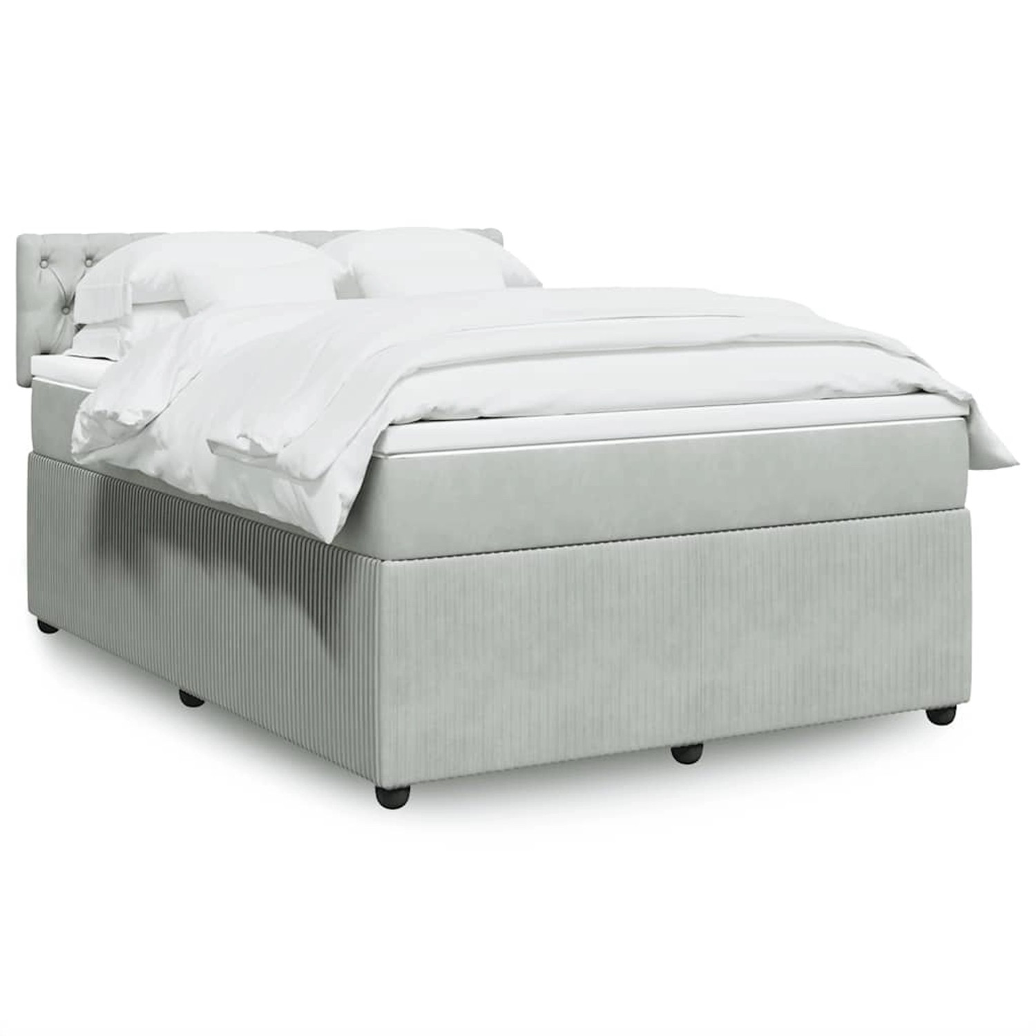 vidaXL Boxspringbett mit Matratze Hellgrau 140x200 cm Samt 3290064 günstig online kaufen