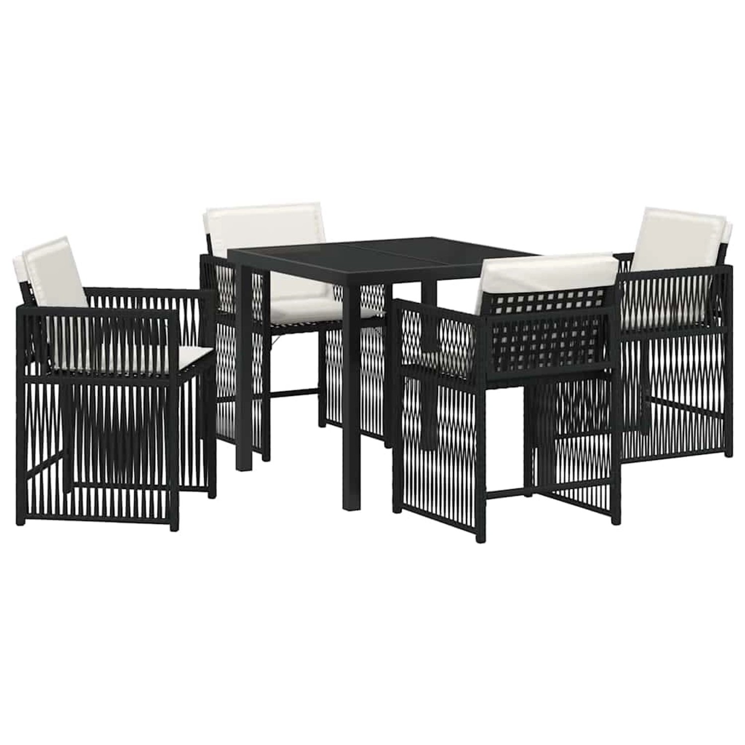 vidaXL Garten Essgruppe 5-Tlg Schwarz Poly Rattan 3380769 günstig online kaufen