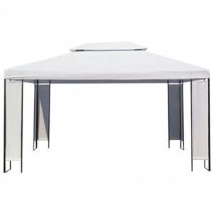 Weißer vidaXL Gartenpavillon 3x4 m mit Stahlrahmen und Stoffdach für Sonnenschutz im Garten.