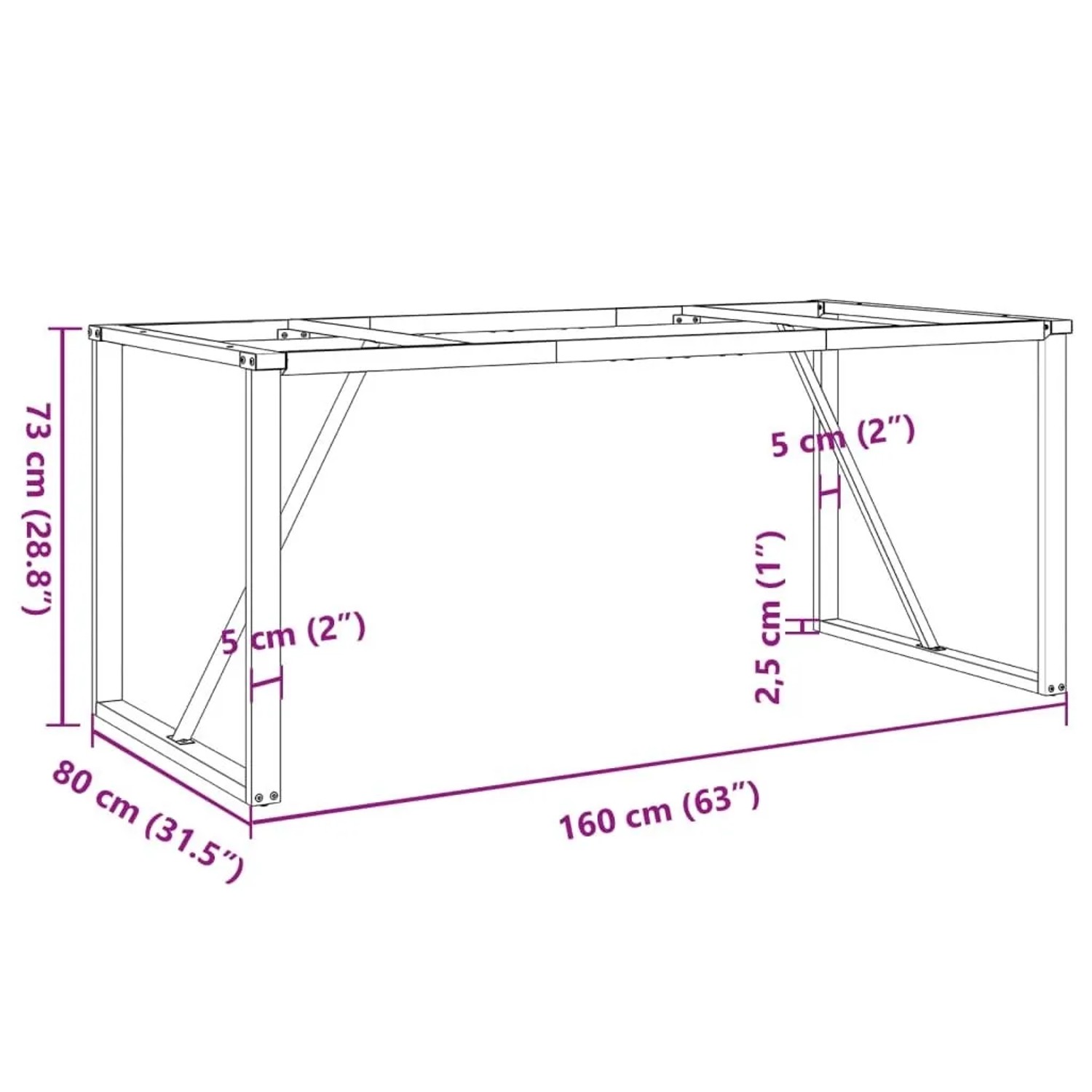vidaXL Esstisch-Gestell in O-Form 160x80x73 cm Stahl 357888_9
