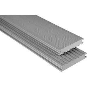 Graue Kovalex WPC Terrassendiele Vollprofil, Meterware. Wetterfest und langlebig.