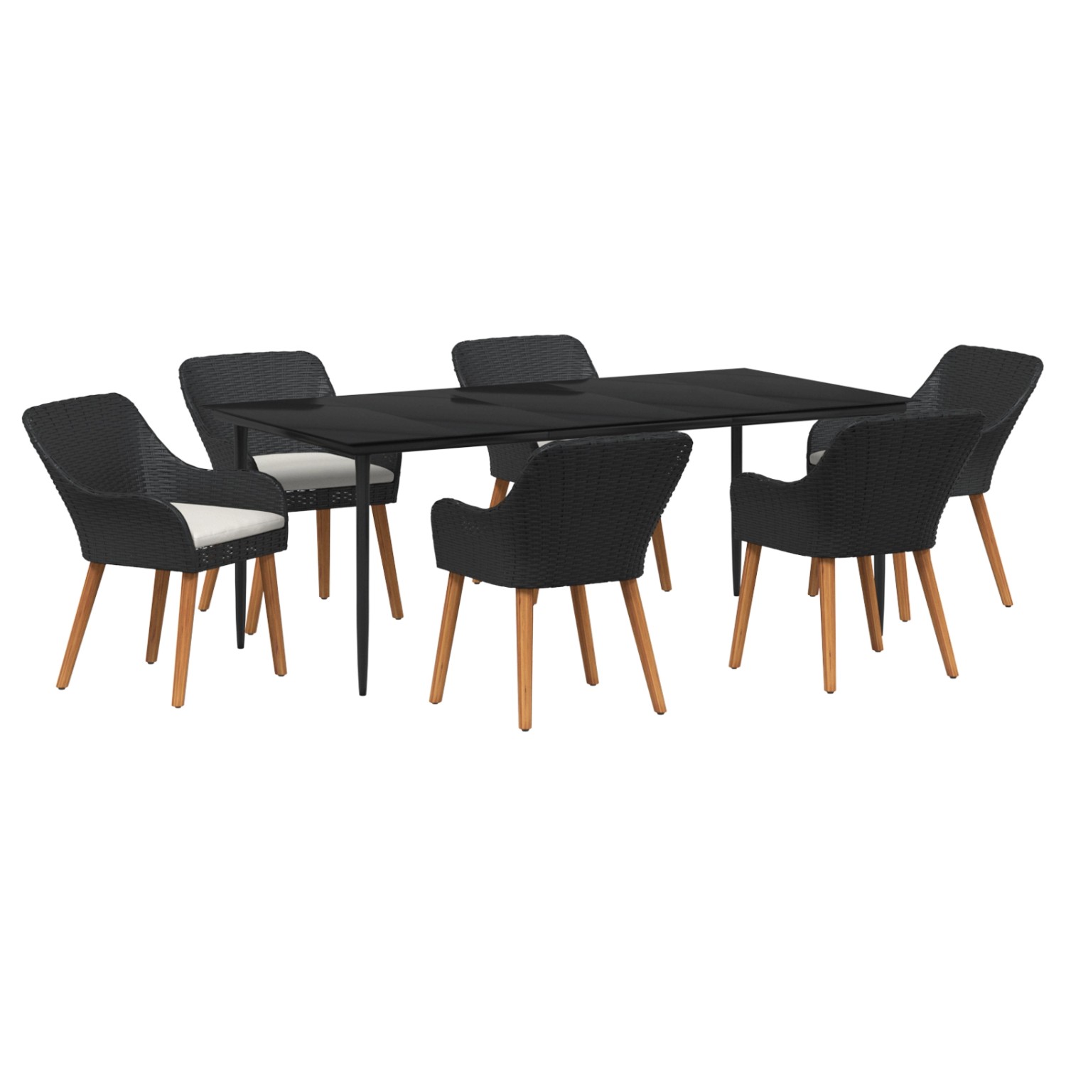 vidaXL 7-Teilige Garten Essgruppe Schwarz Poly-Rattan 3261668 günstig online kaufen