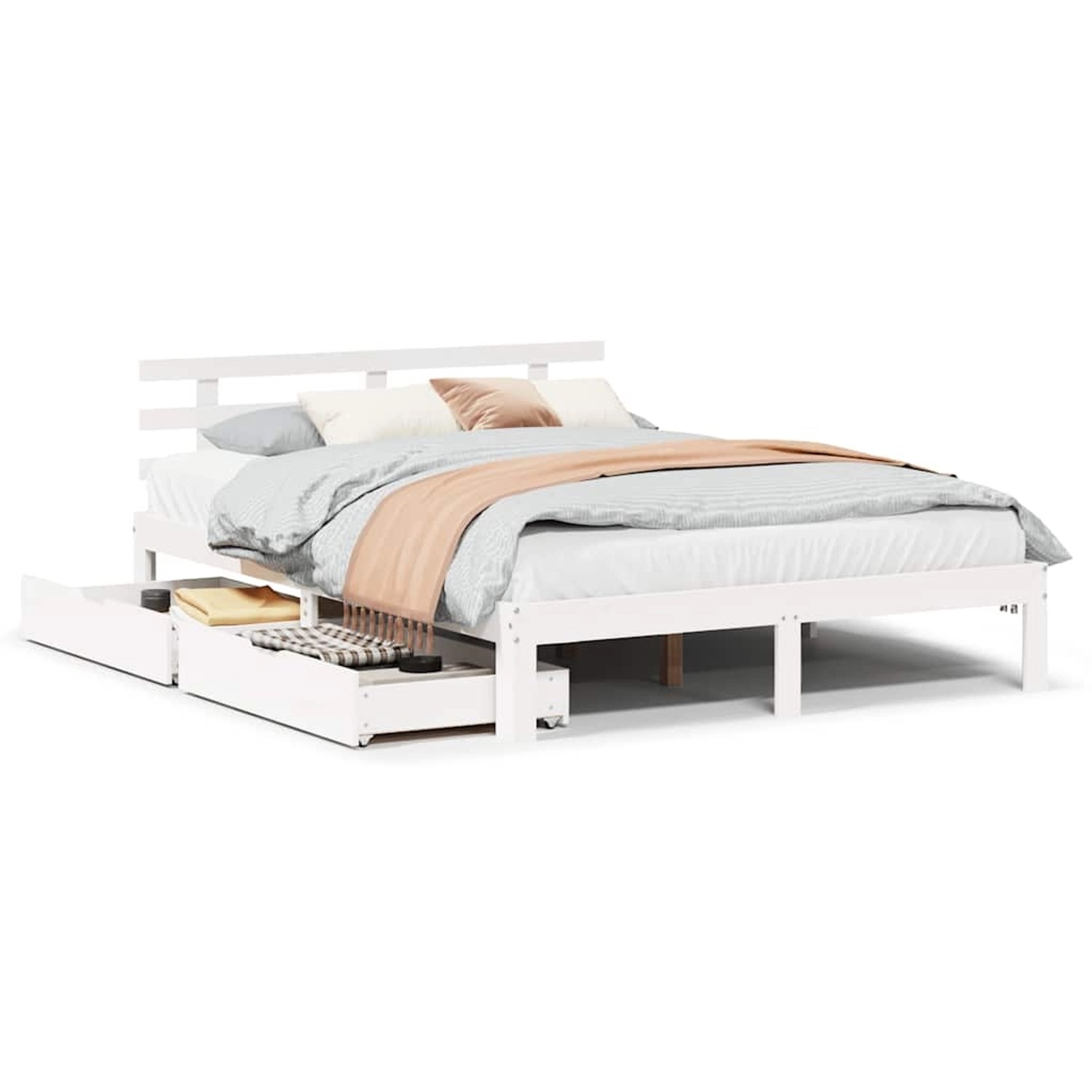 vidaXL Massivholzbett mit Schubladen Weiß 120x190 cm Kiefer 3301999 günstig online kaufen
