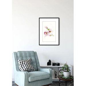 Wandbild Magnolia Breathe 30x40 cm im schwarzen Rahmen mit Magnolienblüten.