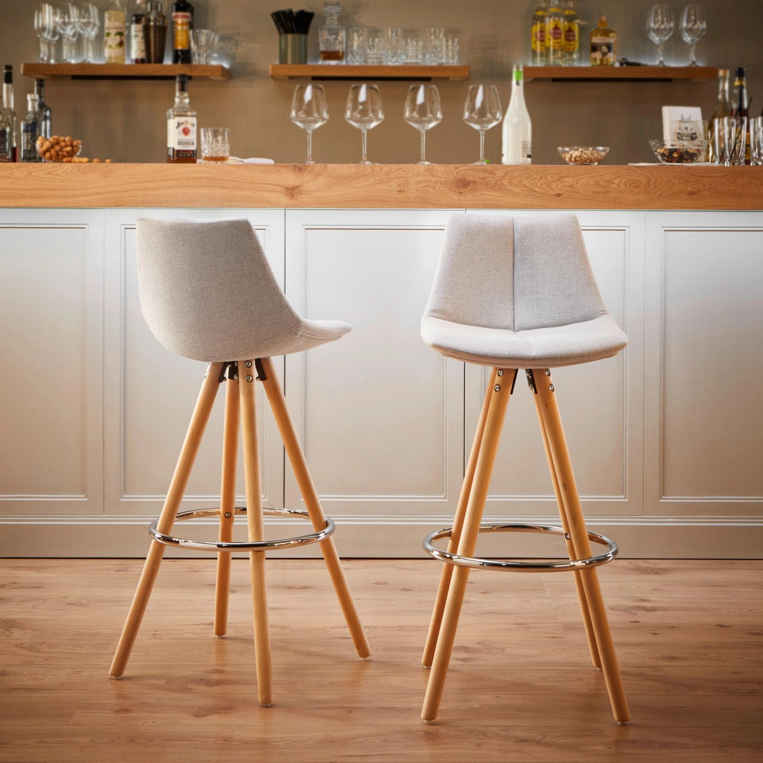 Bessagi Home Barhocker Nelo Hellgrau Webstoff Gepolstert_9
