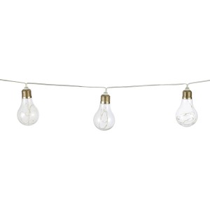 Solarlichterkette mit Glühbirnen, 10 warmweiße LEDs, für Garten, Balkon & Terrasse.