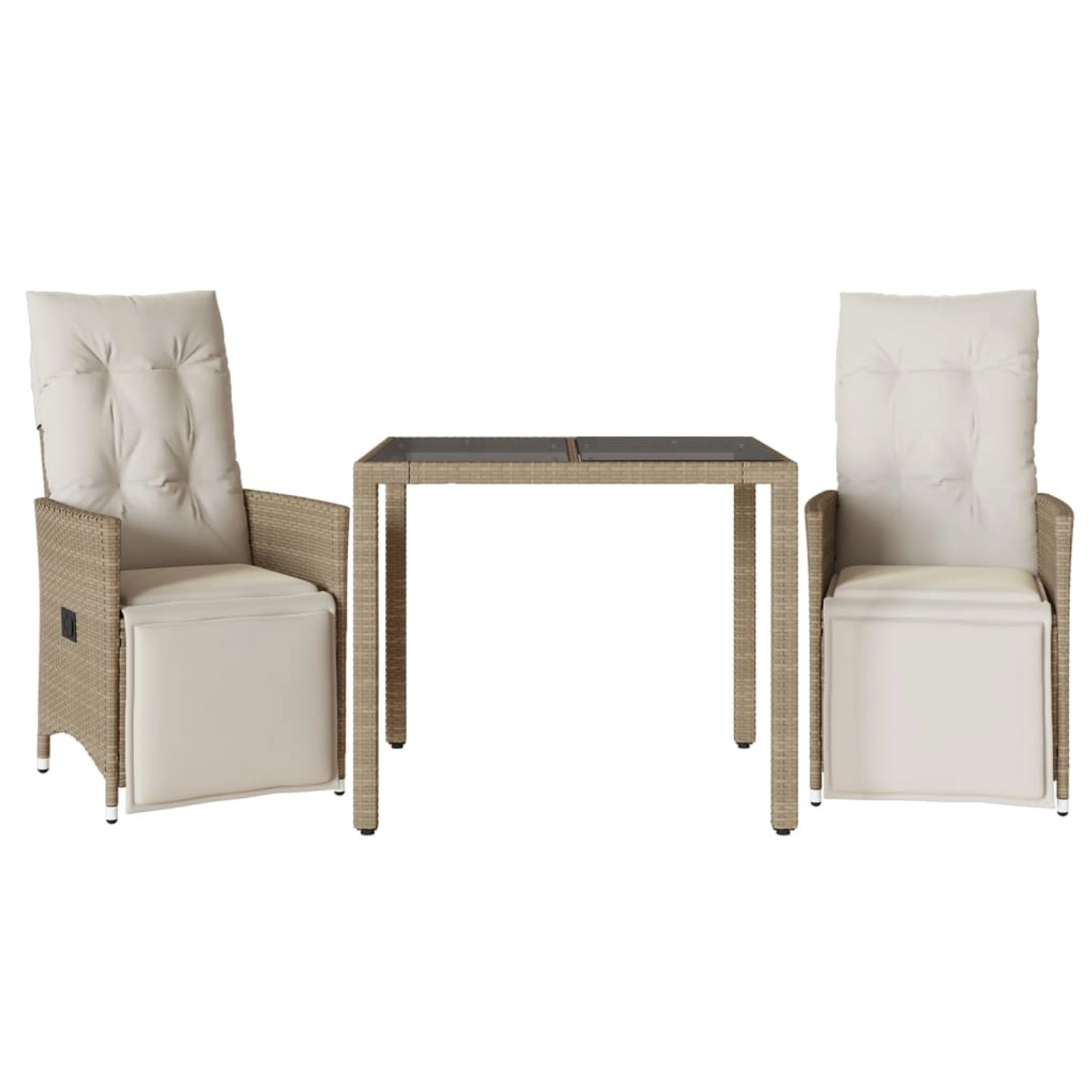 vidaXL 3-Tlg Garten-Bistro-Set mit Kissen Beige Poly Rattan 3276937 günstig online kaufen