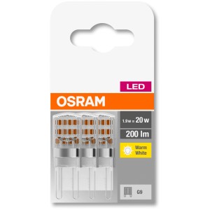 Osram LED-Lampe G9 Kapsel, 3er-Pack, 1,9W, klar. Warmweißes Licht für Wohnräume, Shops und Gastronomie.