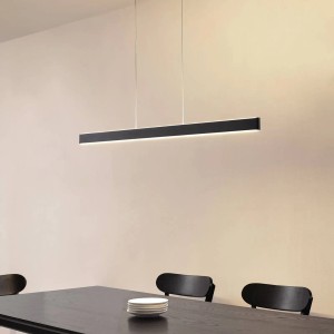 Schwarze LED Pendelleuchte Mylosh mit Leselampe, dimmbar, Smart Home Wohnzimmerleuchte.