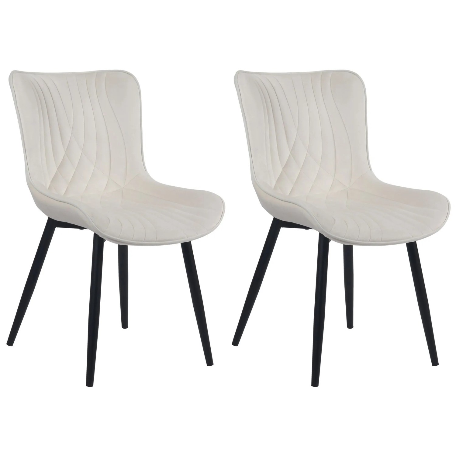 DELUKE 2er Set Stühle KELCE Samt 80,5x50x62cm Creme Kunstleder Metall Gestell Stühle Esszimmerstühle Esstisch Küchenstuhl