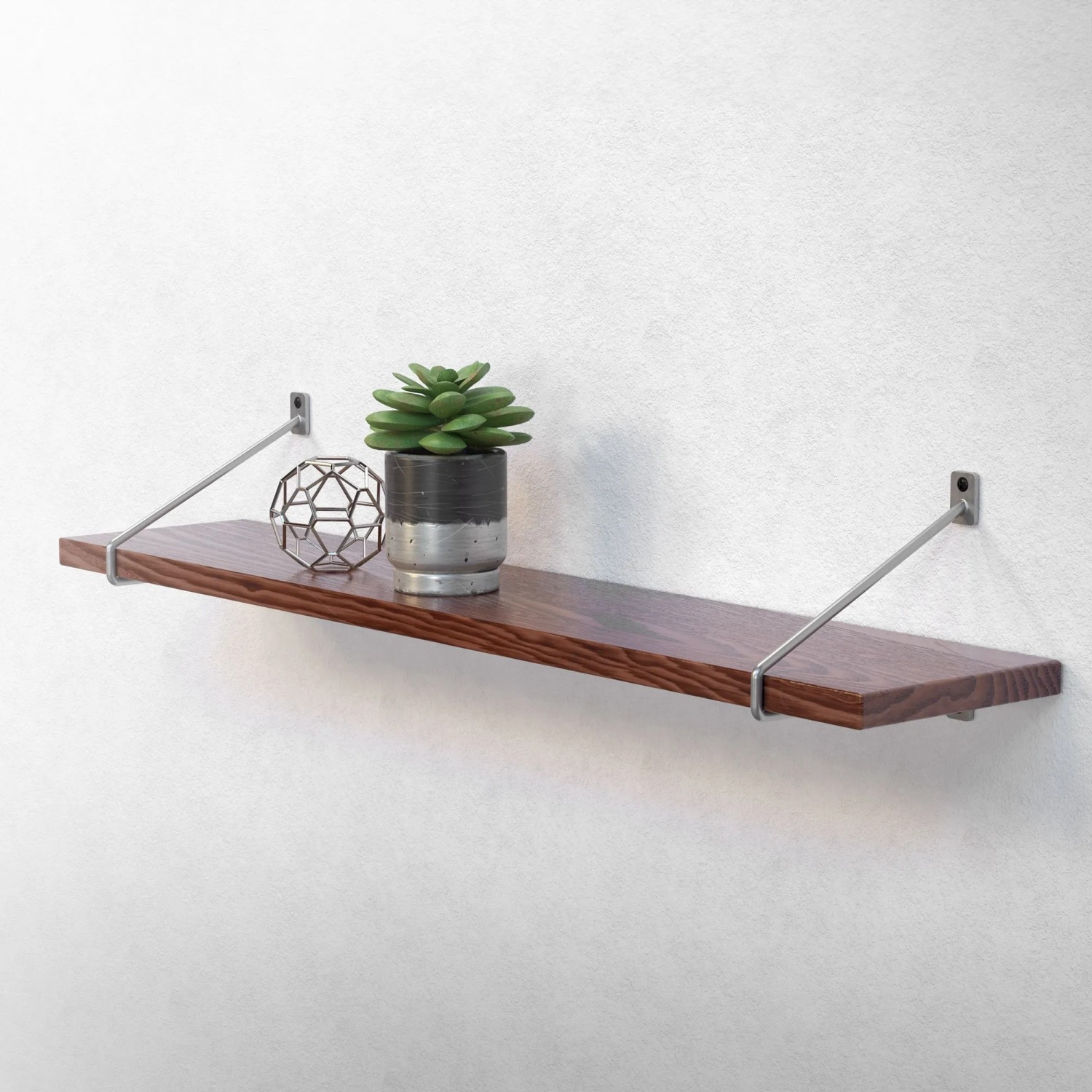ML-Design Regal mit silbernen Haarnadel-Halterungen aus Stahl, 220 mm, schwebend.