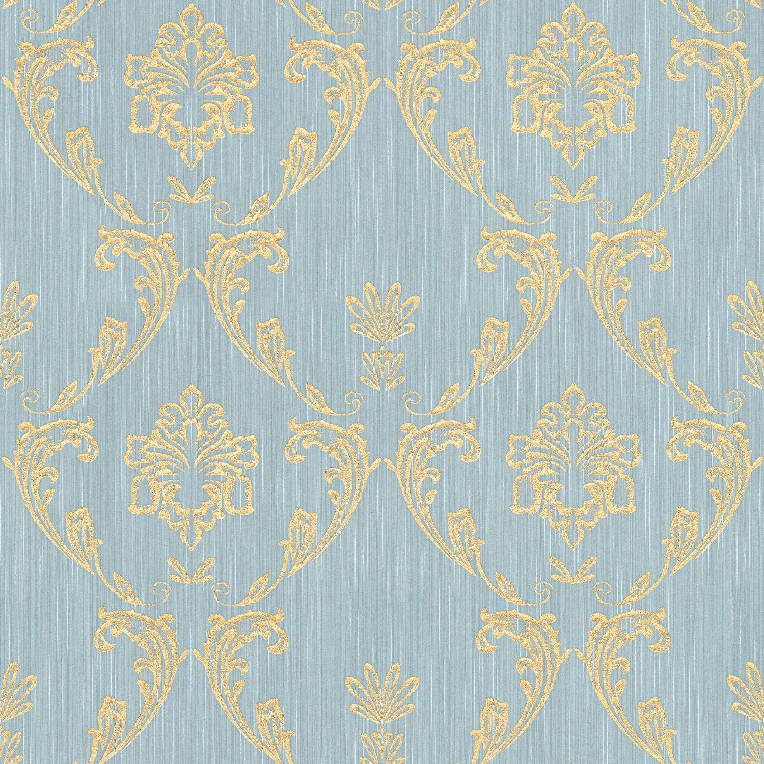 PROFHOME 306586-GU Barock Tapete Ornament schimmernd Gold Blau Grün 0,53 m günstig online kaufen