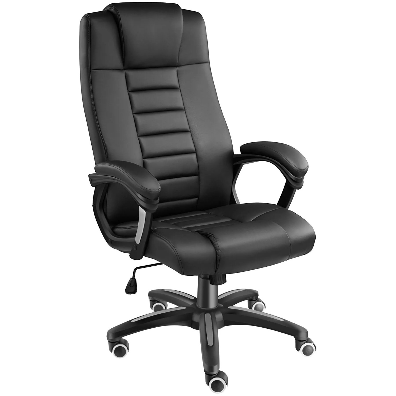 Tectake Bürostuhl Mafz 360° Drehbar und Stufenlos Höhenverstellbar Mit Gepolsterten Armlehnen  52 x 49 x 50 cm Schwarz