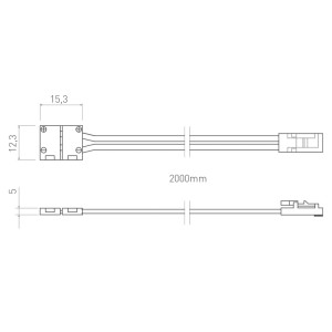 SOTECH MiniAMP Verbindungskabel für 8 mm LED Stripe FLASH 2835 12,3 x 15,3 x 5 mm 2-Polig