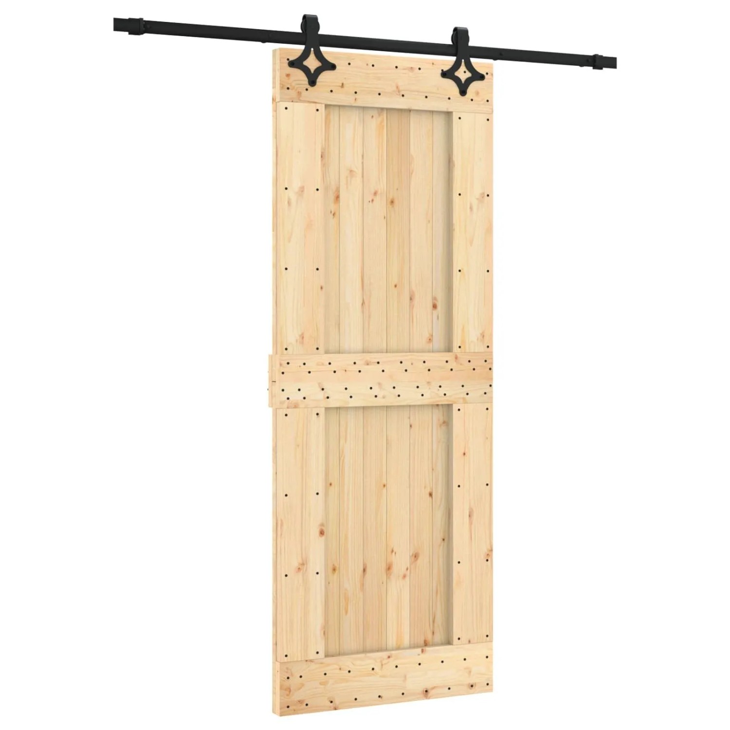 vidaXL Schiebetür Natur und Schwarz 80 x 210 cm Massivkiefer 3445068