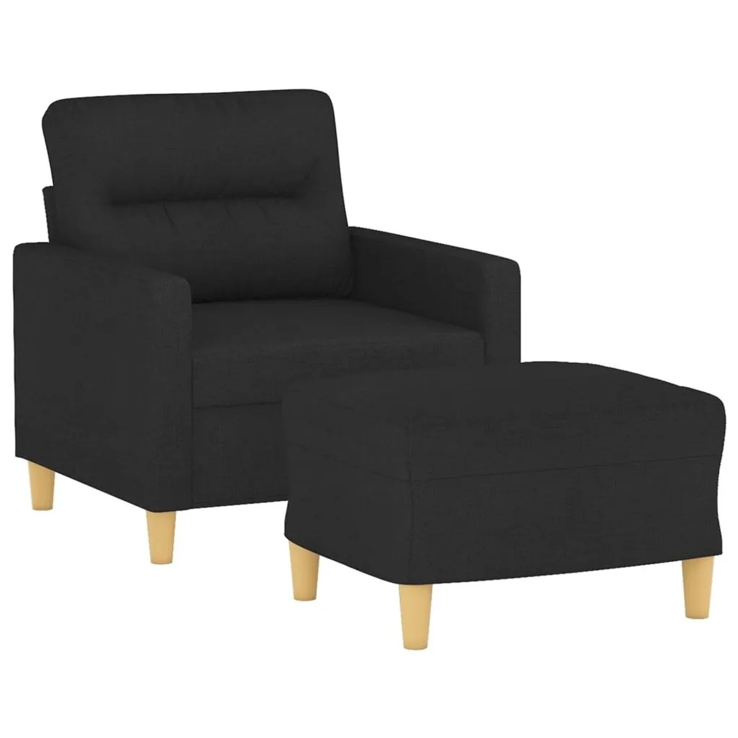 vidaXL Sessel mit Hocker Schwarz 60 cm Stoff 3201069