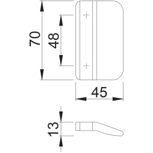 Technische Zeichnung: Hoppe Balkontür-Ziehgriff, 3,5x20mm, Kunststoff, Weiß, Maße