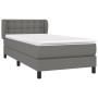 vidaXL Boxspringbett, dunkelgrau, 100x200 cm, Stoffbett mit Matratze und Kopfteil.