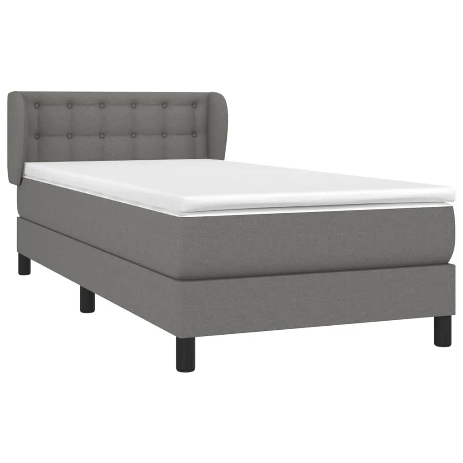 vidaXL Boxspringbett, dunkelgrau, 100x200 cm, Stoffbett mit Matratze und Kopfteil.