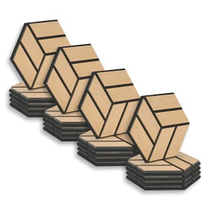 Homestyle4u Akustikpaneele, 20 Stück, Natur Hexagon Wandpaneele aus Holz.