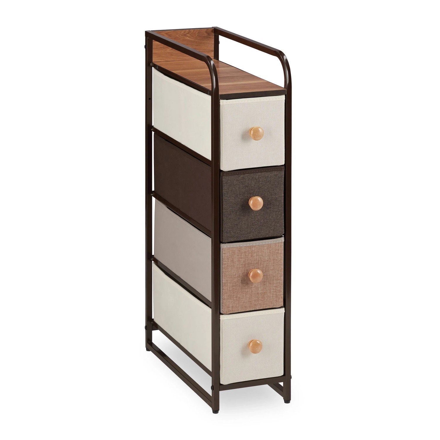 Relaxdays Schubladenschrank MDF Polyester Stahl Creme Holzoptik 84,5 cm x 20 cm x 49,5 cm 5,5 kg
