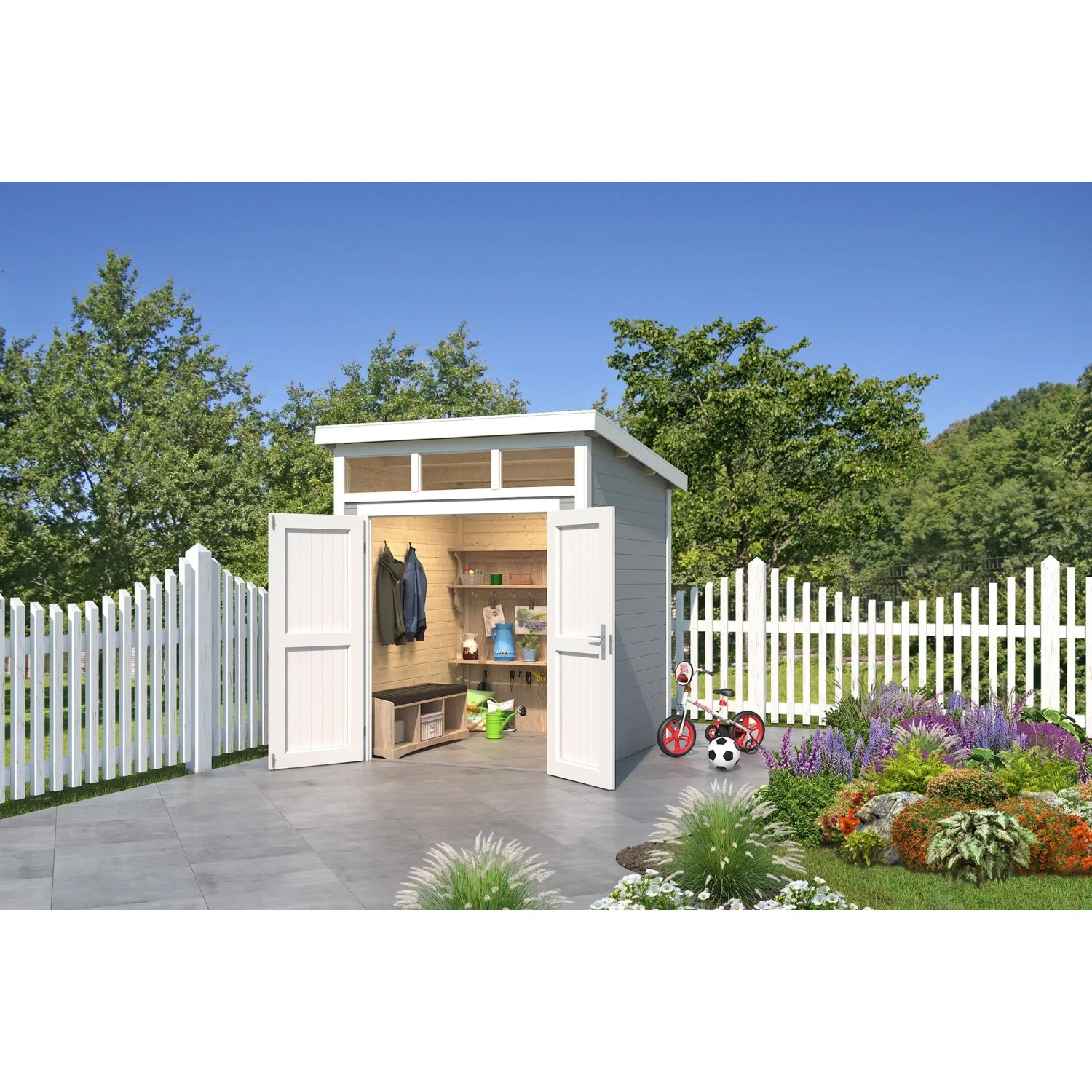 Lasita Gartenhaus Kibo 1 Lichtgrau 200 cm x 200 cm