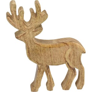 Deko-Hirsch aus Mangoholz, 23 cm, naturfarben, Weihnachtsdekoration.