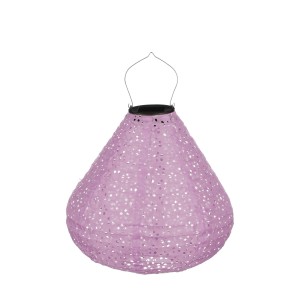 Violette Solar-LED-Laterne im Kegeldesign (Ø 30 cm). Dekorative Gartenbeleuchtung.