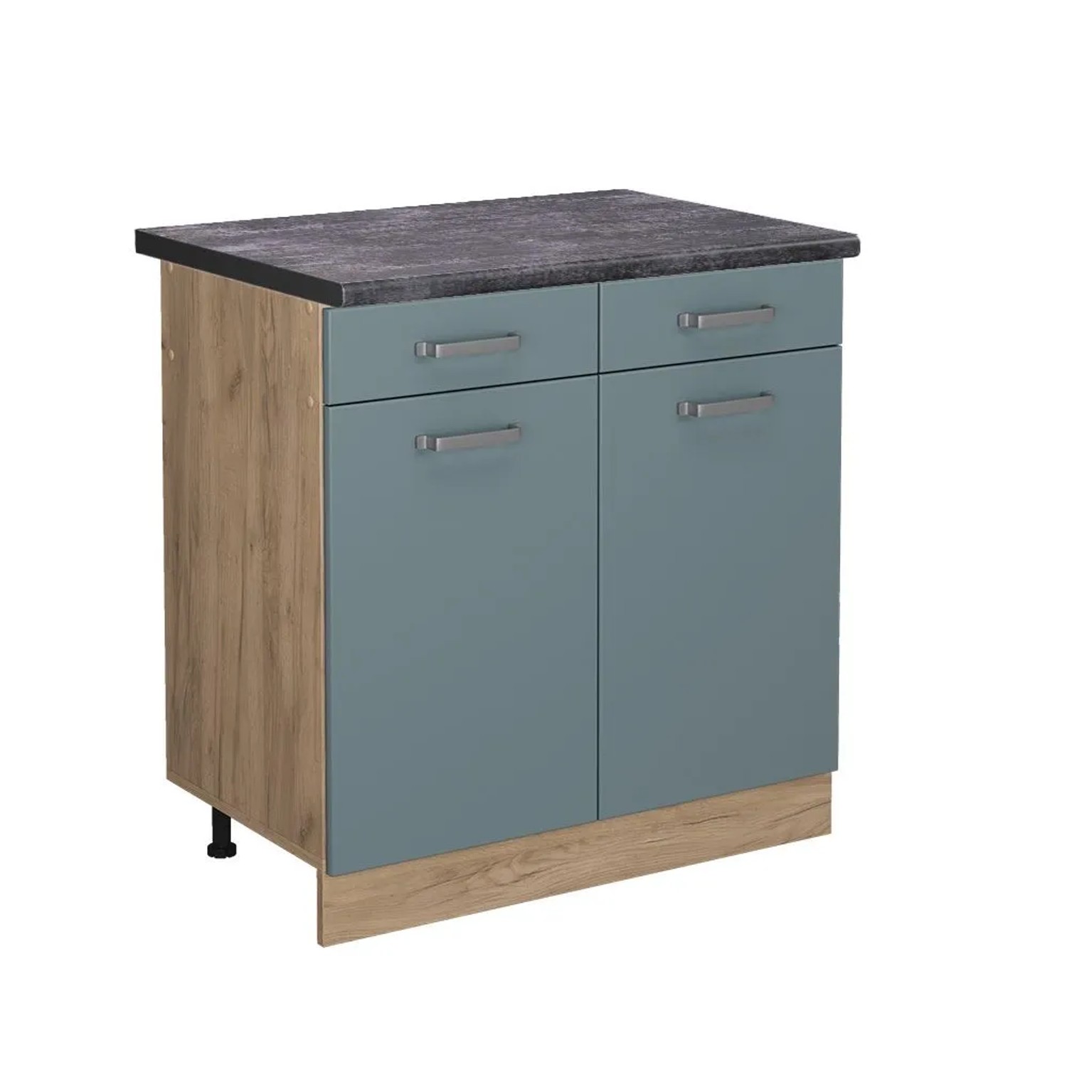 Vicco Küchenunterschrank R-Line Blau-Grau Goldkraft Eiche 80 cm AP Anthrazit
