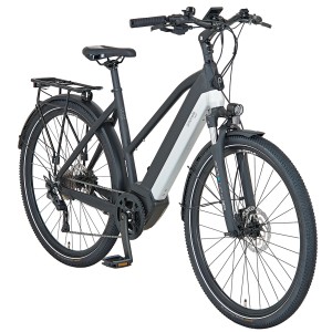 Prophete Trekking E-Bike Entdecker 5.0 Damen, 28 Zoll, schwarz-silber matt.