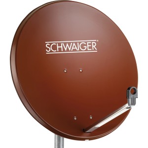 Schwaiger Aluminium Offset Antenne, Ø 75 cm, ziegelrot für SAT Anlagen.