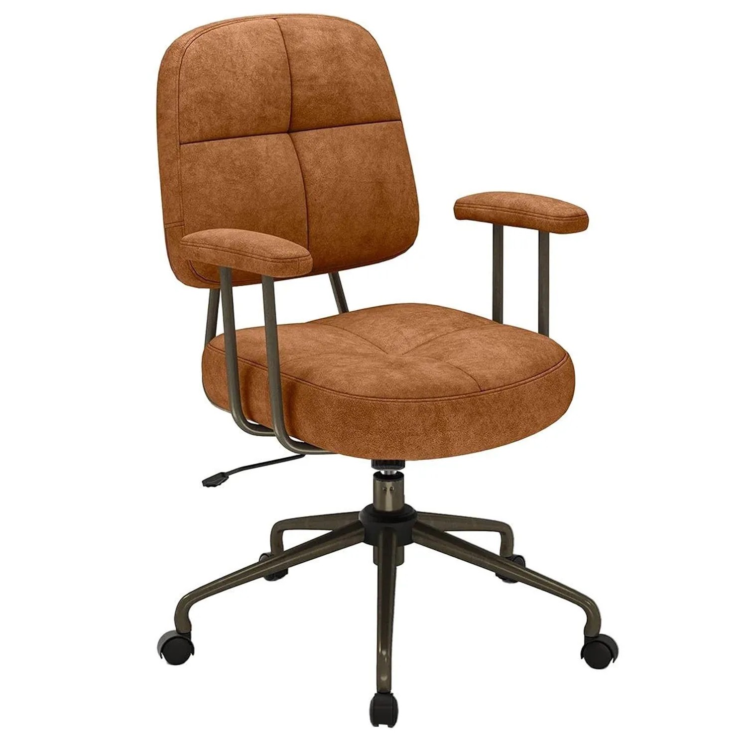 Costway Bürostuhl Ergonomischer Drehstuhl mit Armlehnen & Rollen Braun günstig online kaufen