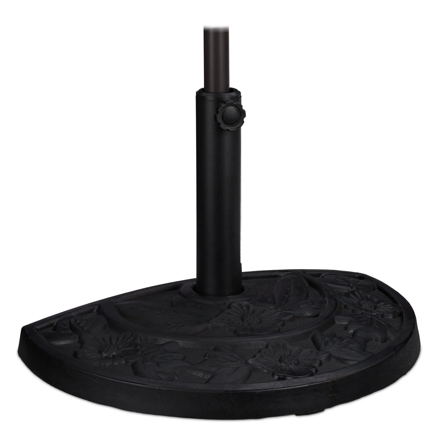Relaxdays Sonnenschirmständer Polyresin Metall Kunststoff Schwarz Halbrund Schwer Wetterfest 31,5 cm x 50 cm x 32 cm 9,8 kg