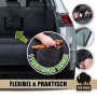 Schwarze BigDean Kofferraum Schutzmatte mit Seiten- & Stoßstangenschutz, praktischer Tasche und Befestigungsdetails.