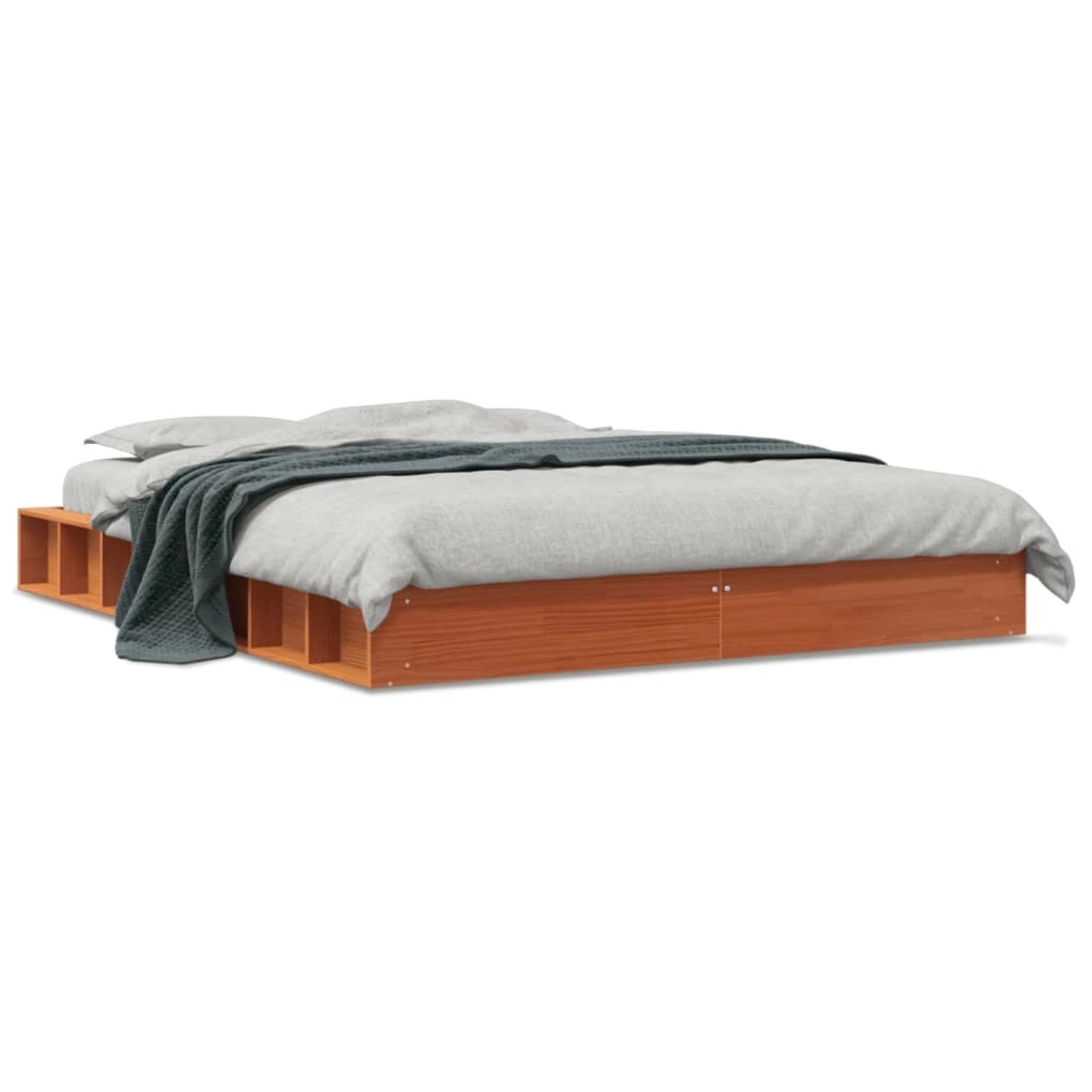 vidaXL Massivholzbett ohne Matratze Wachsbraun 150x200 cm Kiefernholz 84442 günstig online kaufen